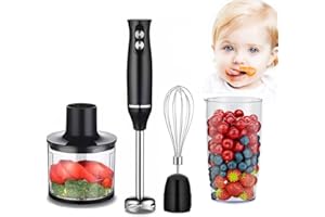 Immersion Blender Handheld, 4 in 1 Hand Blender Trigger Variable Speed Stick Blender with Milk Frother, Whisk, Milk Frother, 