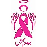 Breast Cancer Ribbon Angel Mom Awareness October - Die Cut Vinyl Window Decal/Sticker for Car/Truck 3.5