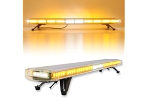 CUMART 47" 88LED Extreme Bright Intensity Construction Emergency Warning Beacon Strobe Light Bar Rooftop Low Profile Law Enforcement Hazard Flashing for Tow Work Truck Vehicle Amber/White/Amber