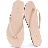 mazeskin Women's Memory Foam Comfortable Flat Thong Sandals Dressy Summer Beach Leather Slide Flip Flops