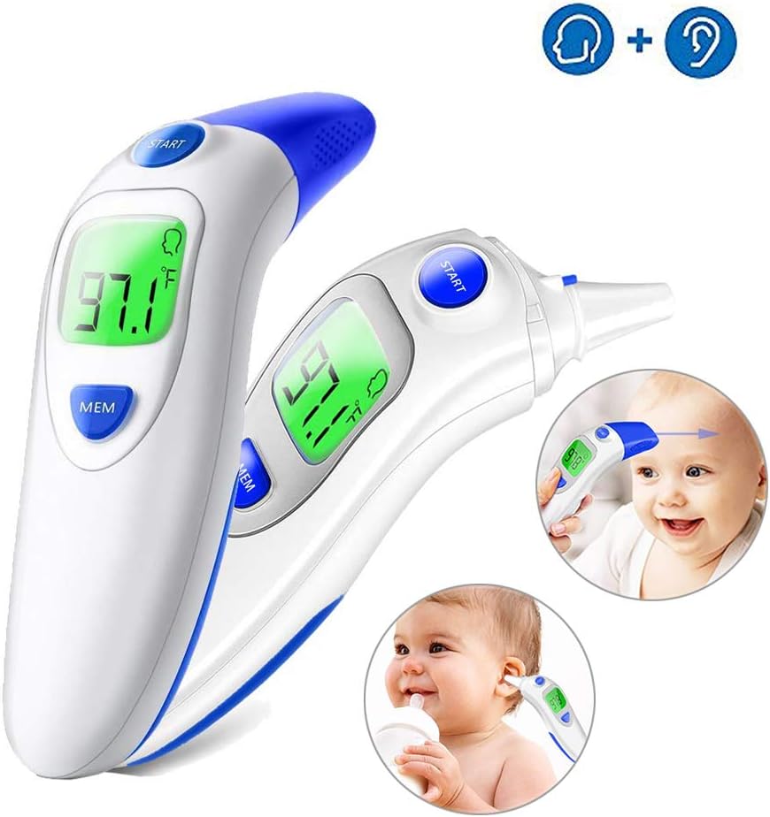 Baby Thermometer,Luxital 2 in1 Forehead Thermometer with Ear Function, Digital Medical Infrared Body Temporal Thermometer for Fever, for Kids, Children, Adults, Infants, Toddlers …