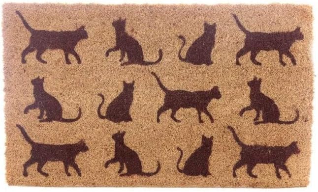 Puckador Coir Door Mat-Cats, Mixed, Height 1cm Width 75cm Depth 45cm