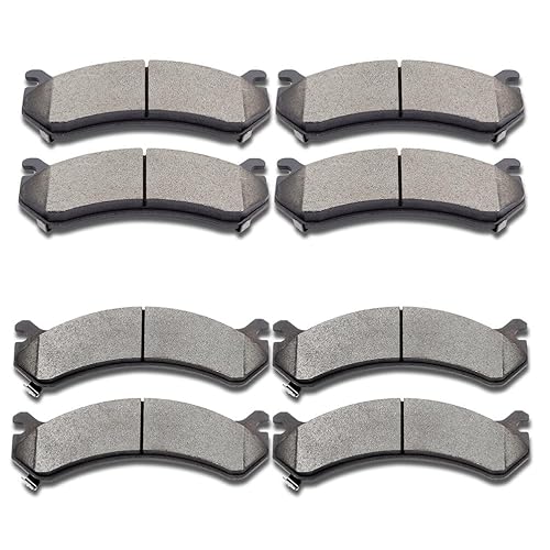 SCITOO D784 D785 Front Rear Semi-Metal Brake Pads Sets Fit For Chevrolet 1999 2000 2001 2002 2003 2004 2005 2006 2007 2008 2009 2010 2011 2012 2013,For GMC 1999-2013,For Hummer 2003-2009