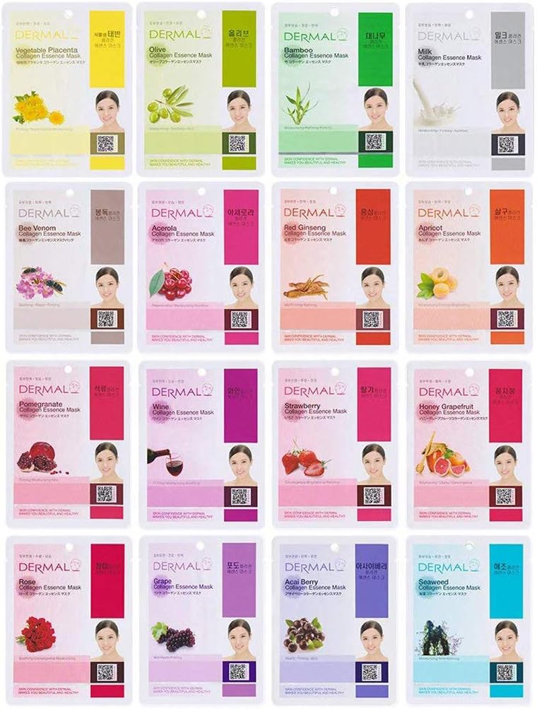 Dermal Collagen Essence Korea Full Face Mask Sheet 16 Bundle B Pack