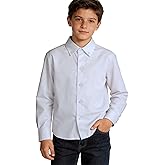 Visaccy Boys' Button Down Shirts Kids Long Sleeve Solid Collared School Shirt for Toddler Boy Size 2T-20