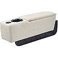 ARMRESTO Multifunctional Removable Sofa Armrest with Cup Holder, Couch Armrest with Wireless Charge Stand, Couch Caddy with Storage,Equipped with LED Reading Light, Almond