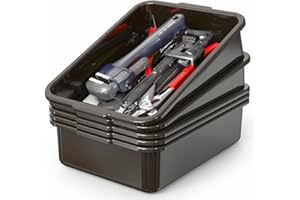 WYT 5-Pack Commercial Bus Tubs Box/Tote Box, Brown Plastic Storage Bin with Handles/Wash Basin Tub (8 Liter)