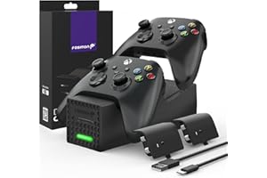 Fosmon for Xbox Series X/S Controller Charger Station with 2X 2400mWh Rechargeable Battery Pack with Cover for Xbox Series X 