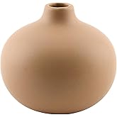 47th & Main Ceramic Vases for Flowers Modern Minimalist Small Vase for Home Décor, 3.75" Diameter x 3.5" Tall, Matte Beige