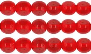 Red Round Glass Beads - 8mm, 6mm, 4mm Sizes, Not Painted, For Jewelry Making & Crafts