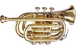 Musical Shala Bb Pocket Trumpet Brass Finish Best For Begineer, Intermediate or Advanced Brass Musical Instruments With Free 