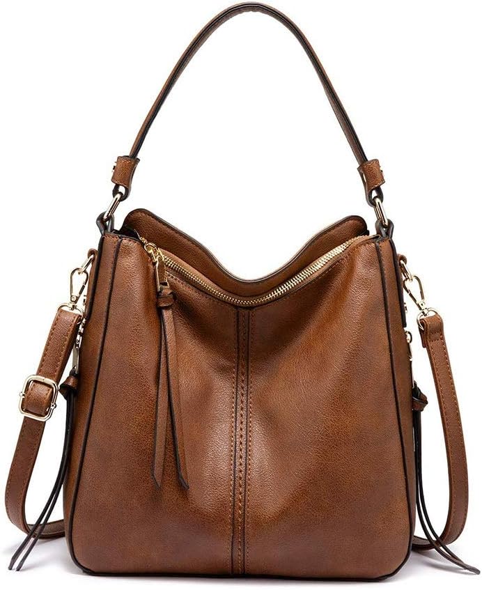 MOCN Handbags for Women Shoulder Bag Cross Body Bag Synthetic Leather Designer Handbags Large Tote Bag Hobos Bag with Tassel (Color : Brown)