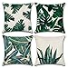 MIULEE Pack of 4 Tropical Leaves Series Throw Pillow Cover Decorative Cotton Linen Burlap Square Cushion Cover Pillow Case for Car Sofa Bed Couch 18 x 18 Inch