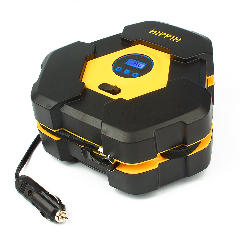 Hippih Car Air Pump- 12V DC 150PSI Portable Electric Auto Air Compressor Pump and Car Tire Inflator(Electronic Watch) 004