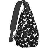 Halloween Goth Bats And Moon Sling Backpack Hiking Backpack Crossbody Bag Sports Lightweight And waterproof Chest Bag Shoulder Bag For Women Men