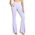Sunzel Flare Leggings for Women with Pockets, Crossover Yoga Pants with Tummy Control, High Waisted and Wide Leg