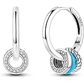Hapour Earrings for Women Dangle Drop Hoop 925 Sterling Silver Colorful Cubic Zirconia Hoops Hanging CZ Jewelry Trendy Lightweight Ornament Dainty Earring Simple Hypoallergenic Minimalist
