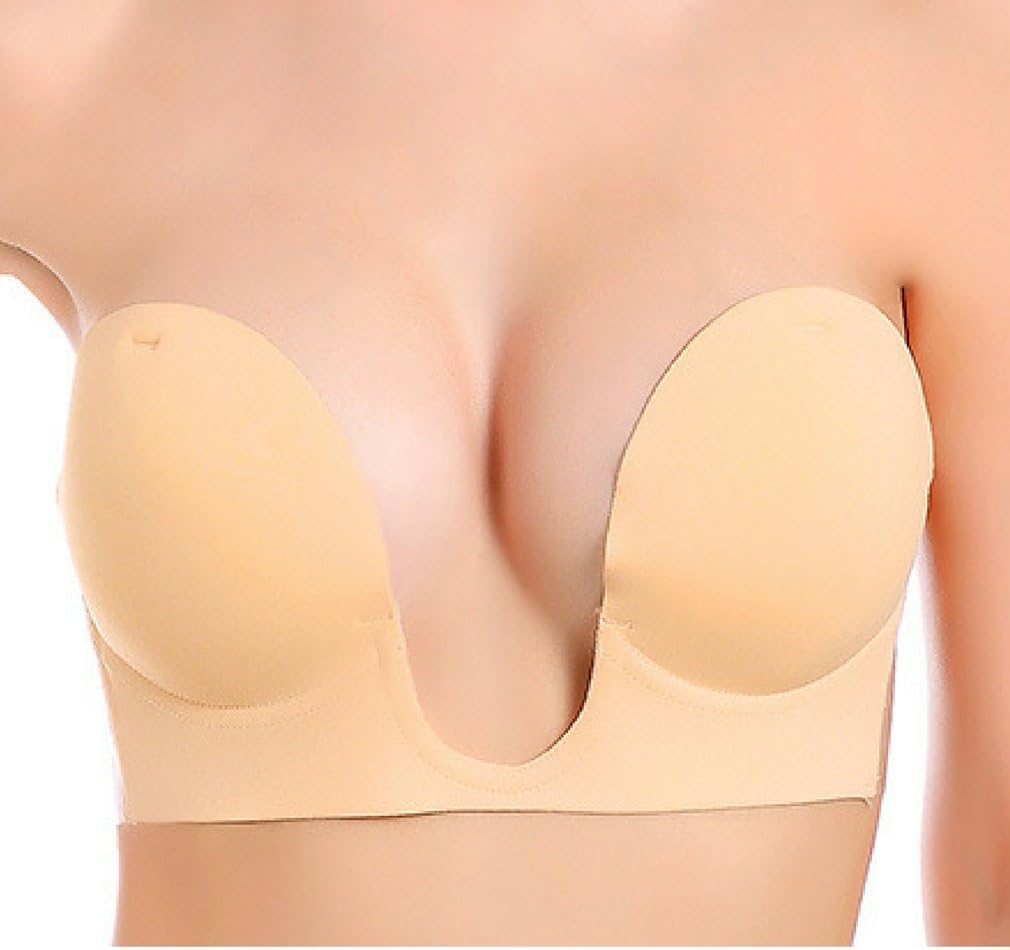 Oolala Deep Sexy U Plunge Push Up Strapless Backless Adhesive Bra