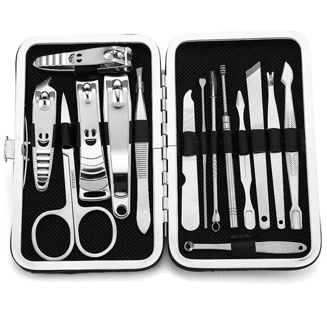 Mumiumius 15pcs Cortaúñas de Acero Inoxidable Herramientas de manicura útiles Juego de 15 Piezas Utensilios