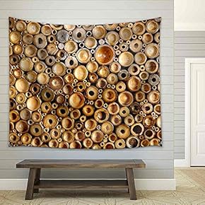 Bamboo Rods Wall as Texture or Background - Fabric Wall Tapestry Home Decor - 51x60 inches