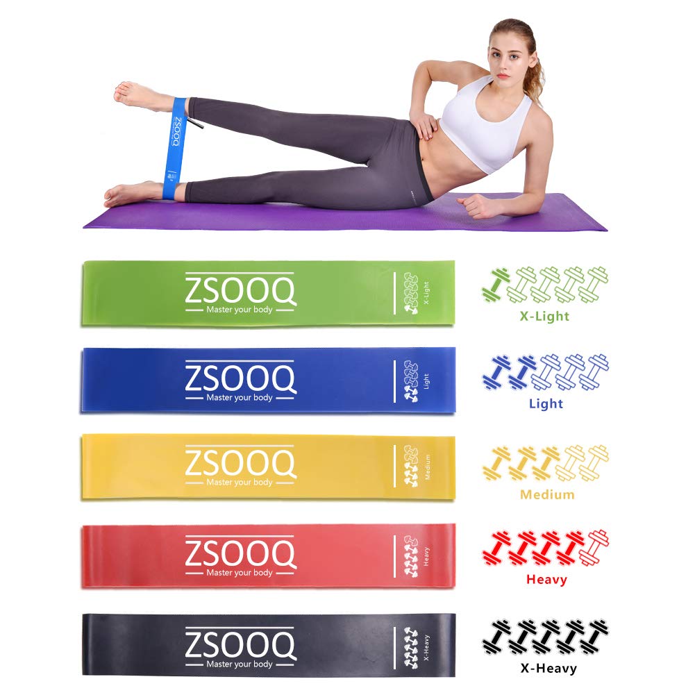 Zsooq Resistance Loop Bands For Home Fitness Stretching Carry Bag