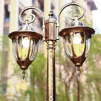 YQGOO Poste luz Calle al Aire Libre 2 Luces, Accesorio iluminación