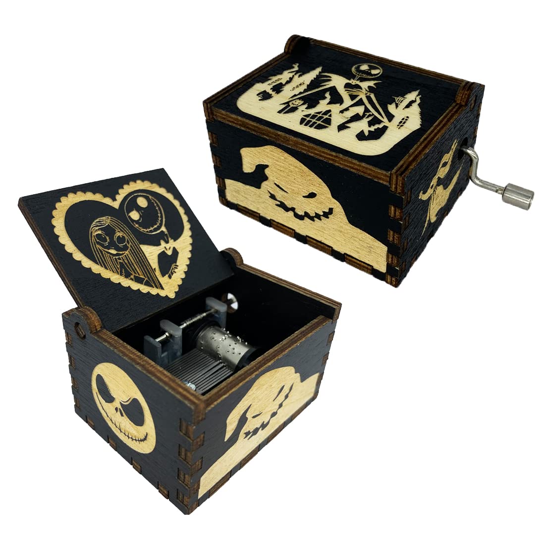 Youtang Halloween Christmas Hand Crank Music Box Carved Wood Musical Gift for Birthday,Valentine's Day,Mother's Day,Play This is Halloween — image 1