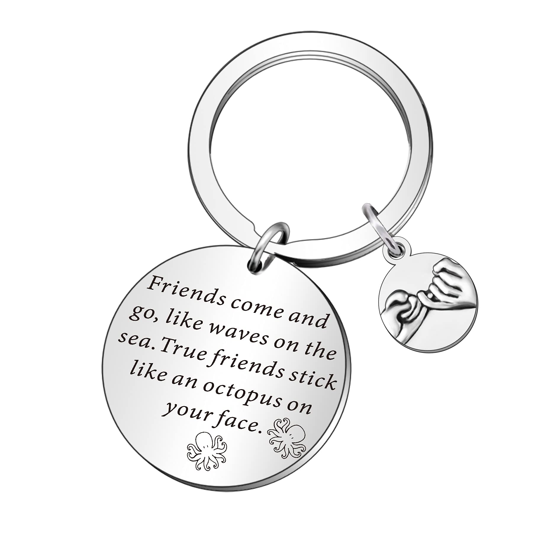 WTOPP Friendship Keyring Best Friend Gift True Friends Stick Like an Octopus On Your Face Keyring Long Distance Friendship Keychain Gift Funny Friendship Gift Graduation Gift