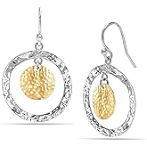 LeCalla 925 Sterling Silver Hammered Earrings for Women | Handmade Hammered Drop & Dangle Earrings Jewelry | Women's Silver Textured Statement Earrings for All Occasions
