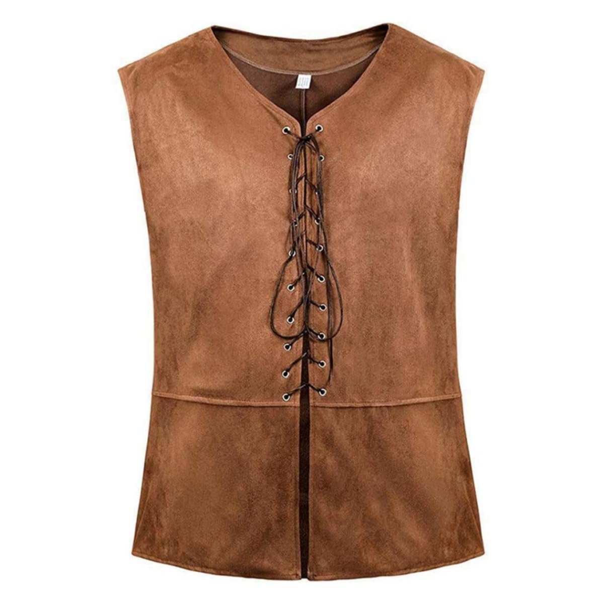 Men's Medieval Vest, Vintage Renaissance V-Neck Lace-up Waistcoat Drawstring Pirate Costume, Sleeveless Retro Steampunk Viking Vest Gothic Victorian Suede Leather Pirate Tank Top for Halloween Cosplay