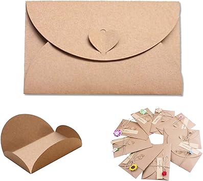 Kraftpapier Umschlage Briefumschlage Kraftpapierumschlage Geschenkkartenumschlage Mit Herzverschluss Handgefertigte Susse Umschlage Fur Grusskarten Einladung Geburtstagskarten 50 Stuck Amazon De Burobedarf Schreibwaren