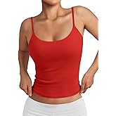 Trendy Queen Double Lined Tops for Women Adjustable Camisole Summer Teens Cute Going Out Spaghetti Strap Crop Tank Tops