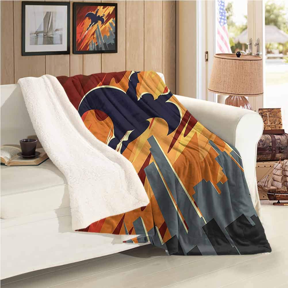 Vintage Travel Blanket Flying Superhero Autumn and Winter Thick Blanket Twin Size