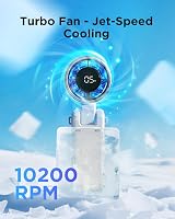 EasyAcc Portable Handheld Turbo Fan 4000mAh USB-C Rechargeable White view 3