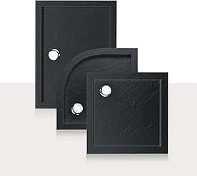 Plato de Ducha 80x80x4 cm Semicircular Acrílico Borde Realzado Antracita Efecto Piedra Mod. Flower 