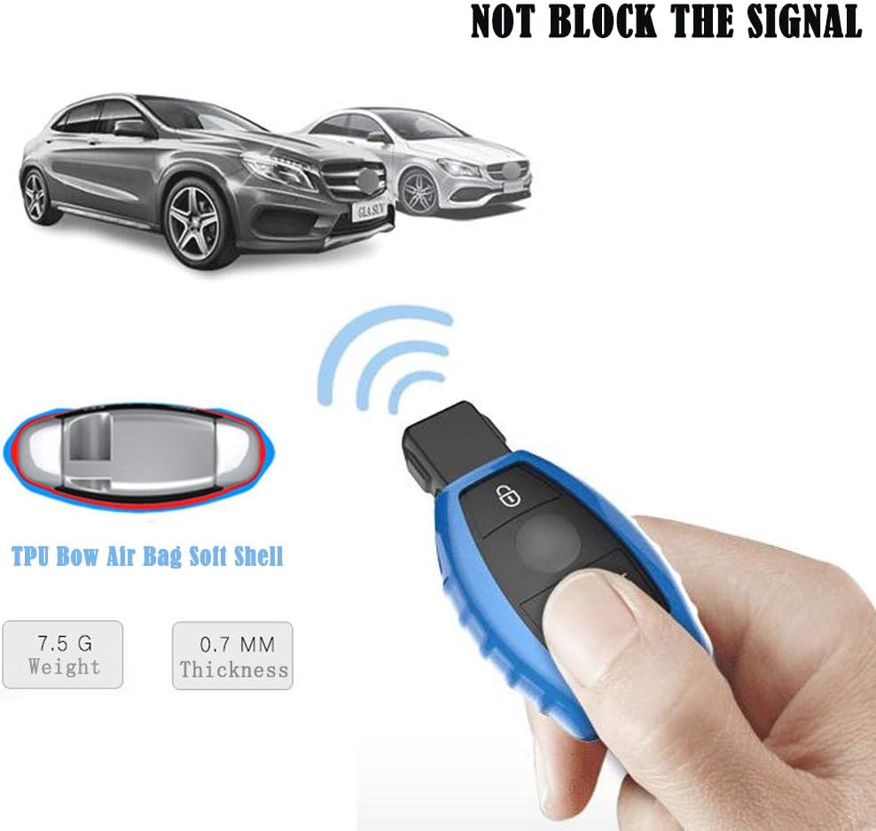 QBUC Car Key Cover for Mercedes Benz Soft TPU Car Key Case Holder Protector with Keychain Compatible with Mercedes Benz C E S M CLS CLK G Class Keyless Smart Key Fob (Black) - Image 5