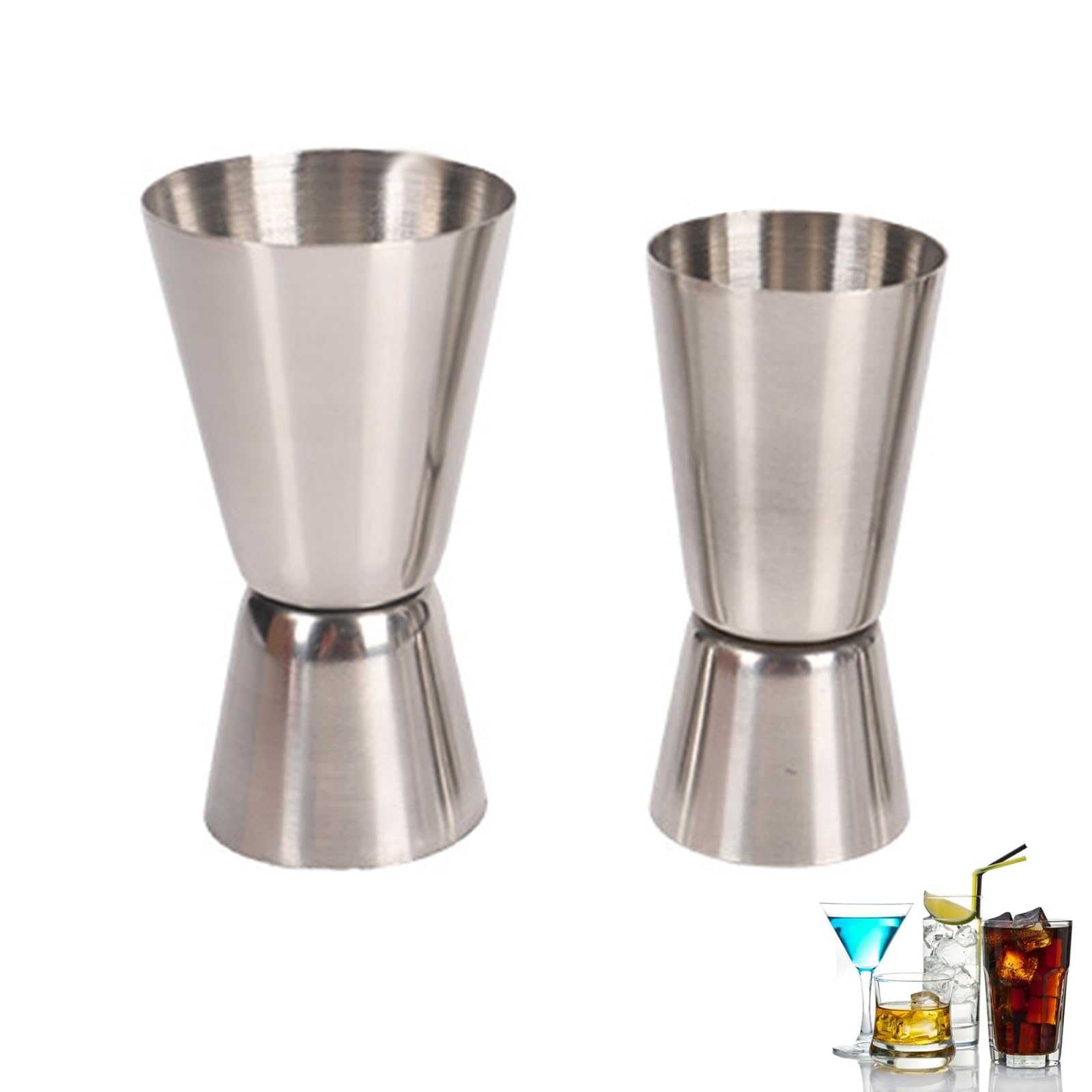 Spirit Measure, 2 Pcs Stainless Shot Measures for Spirits, 15/30ml & 25/50ml Shot Measure, Alcohol Measure for Spirits, Suitable for Bar Party Wine Cocktail Drink Shaker (Valentine's Day Gift)