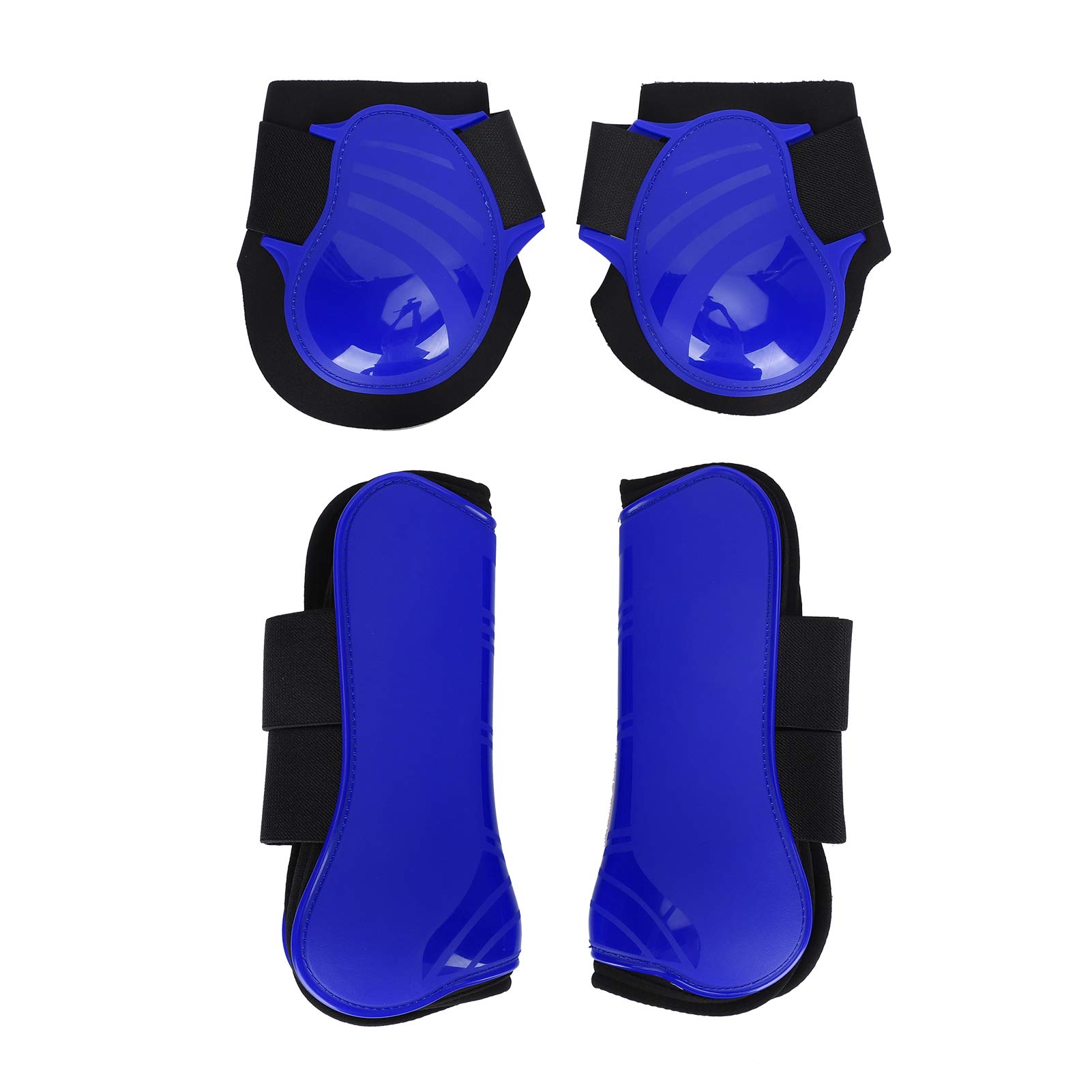4PCS Horse Leg Protector Horse Front Hind Leg Boots Horse Riding Tendon Fetlock Boots Pony Shock Absorbing Show Jumping Competition Leg Protection(Blue XL)