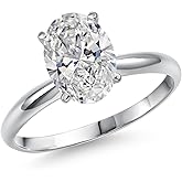 Gem Stone King 2 Ct Oval Cut 14K White Gold IGI Certified Lab Grown Diamond Solitaire Engagement Ring for Women | E-F Color | VS1-VS2 Clarity