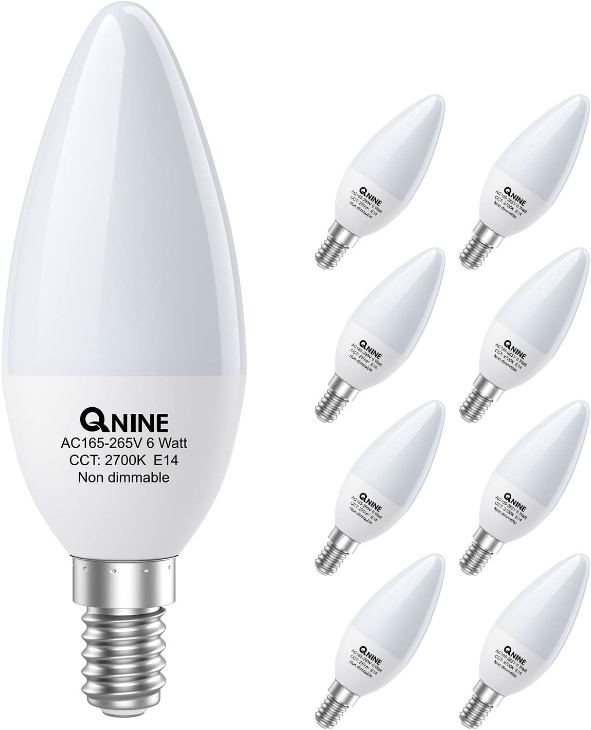 8Pack E14 Candle Bulbs, E14 LED Light Bulbs, 6W(Equivalent to 60W