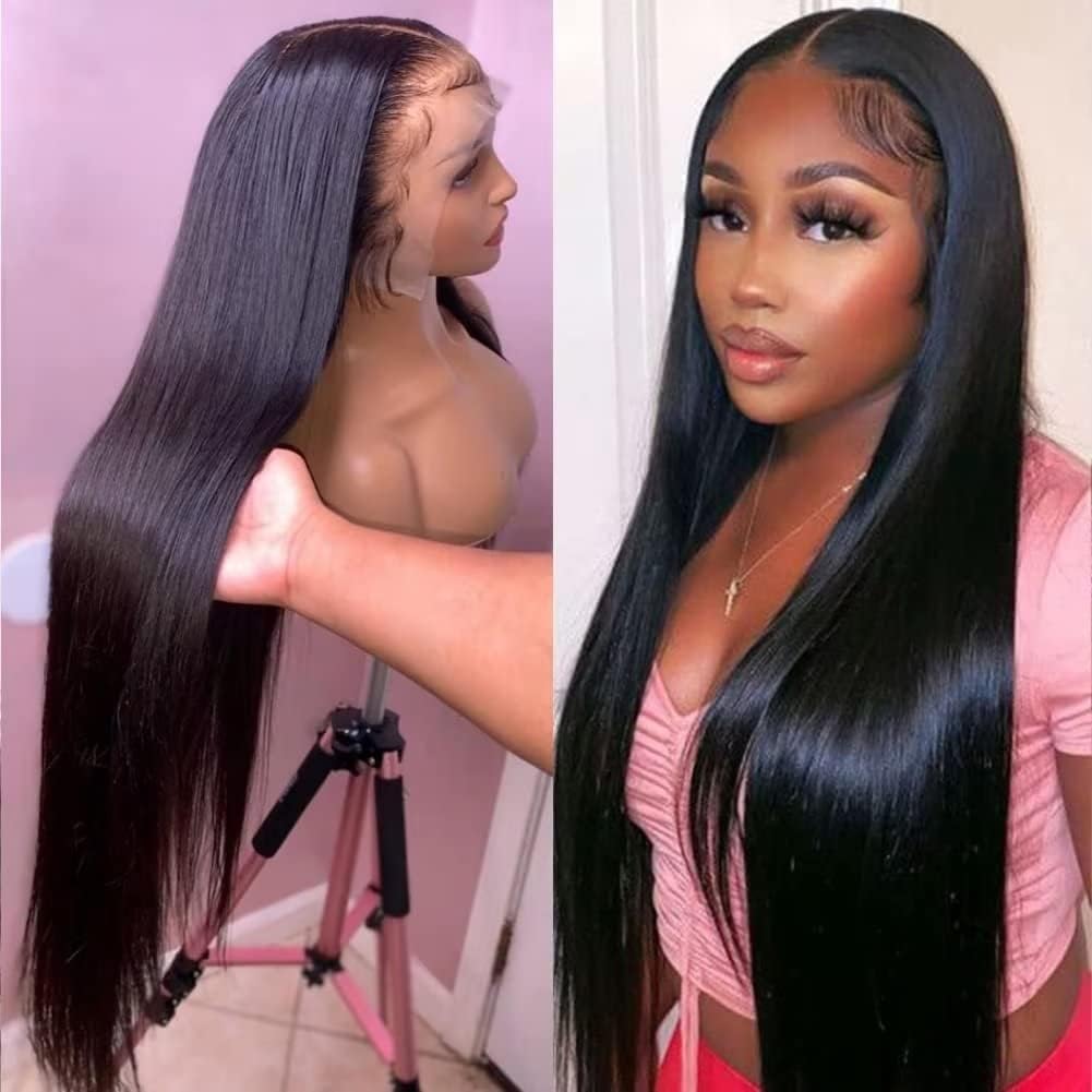 Bele Straight 13x6 HD Lace Front Wigs Human Hair 20 inch 180% Density Transparent Deep Part Lace Front Wigs Brazilian Virgin Huamn Hair for Black Women Natural Color โ image 1