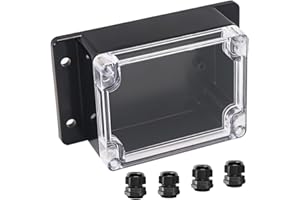 Raculety Junction Box IP65 Waterproof ABS Plastic Electrical Project Case Power Junction Boxes, Clear Cover Project Box with Fixed Ear 4.53x3.54 x2.17 inch (115 x 90 x55 mm)