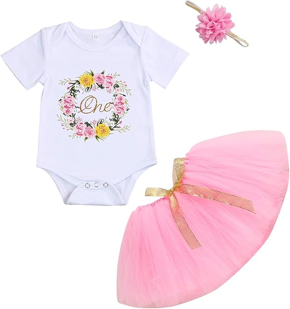 Amazon Co Jp 赤ちゃん 女の子 1歳の誕生日 ケーキ スマッシュ 幼児 女の子 Miss Onederful ロンパース チュチュスカート ヘッドバンド付き 洋服セット Us サイズ 12 18 Months 服 ファッション小物