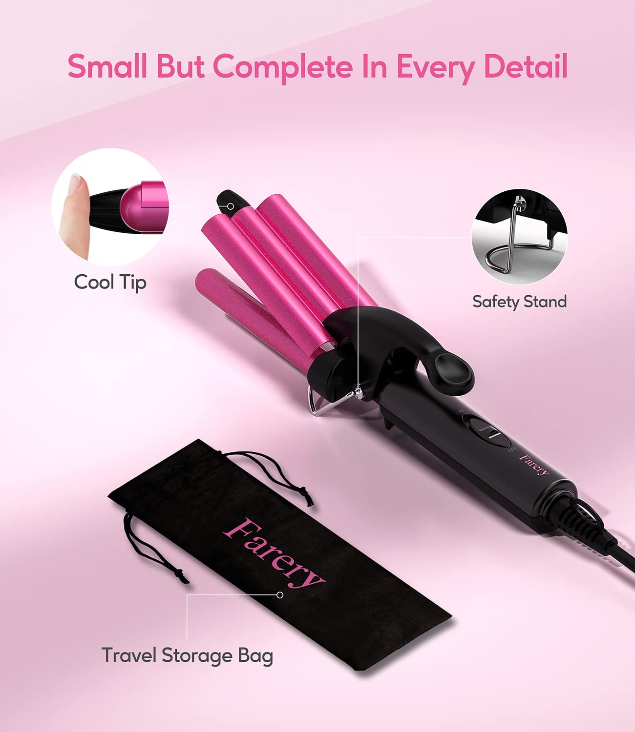 Mini Waver Curling Iron, 1/2 Inch, Hair Crimper for Women Beach Waves, Keratin & Argan Oil Infused, Dual Voltage, Pouch Bag