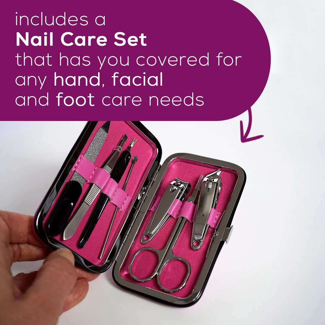 Beurer MP44 Professional Manicure and Pedicure Nail Drill Set, E-File with 7 attachments, LED Light, Electric Nail File with Additional Manual Nail kit, Pink