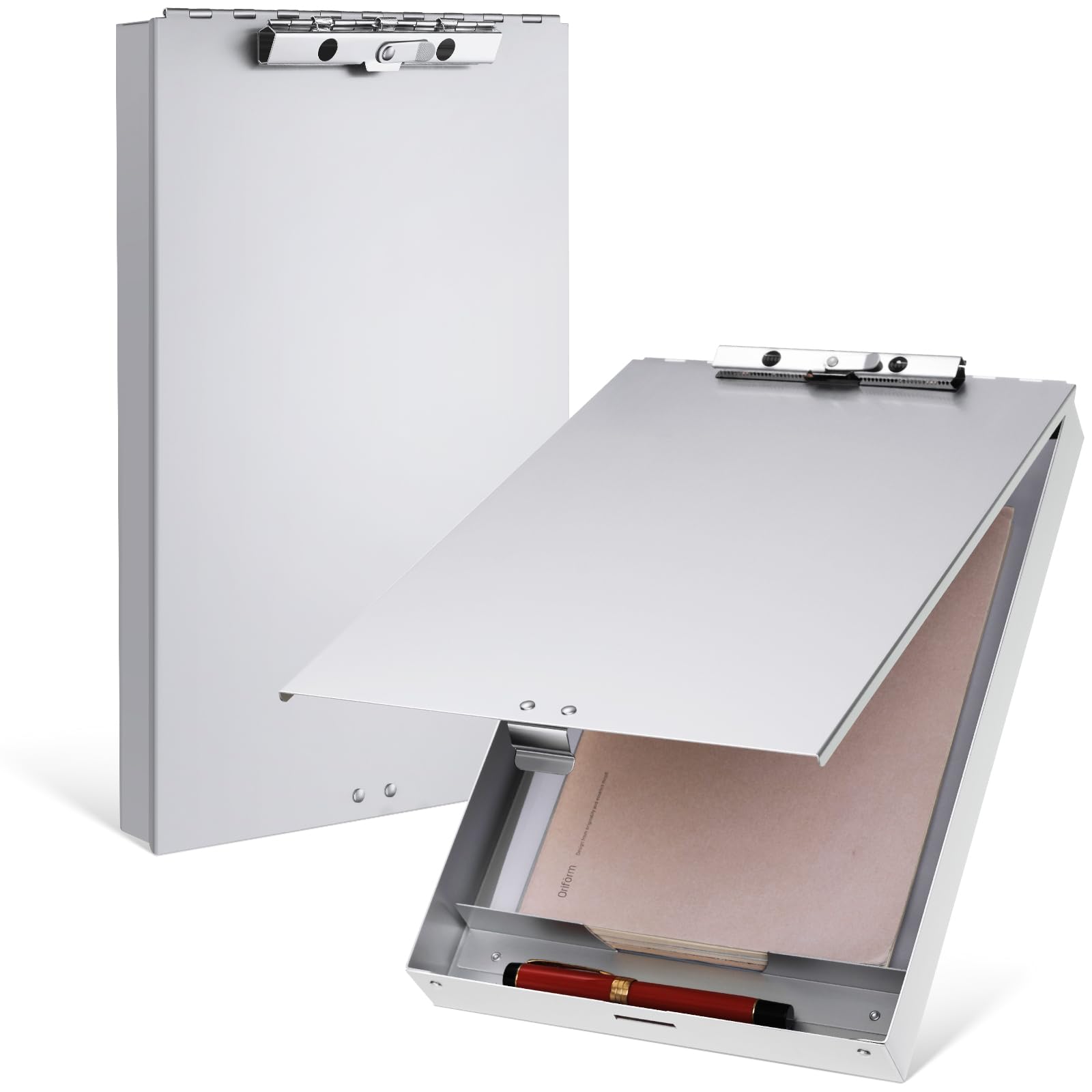 Photo 1 of Seajan Aluminum Clipboard with Storage Metal Clip Board Folder Letter Size Form Holder Portfolio Clipboard Binder Clip Posse Box for Nurse Police Office Stationery Items 14 x 9.2 x 2 Inches (1 Pcs)