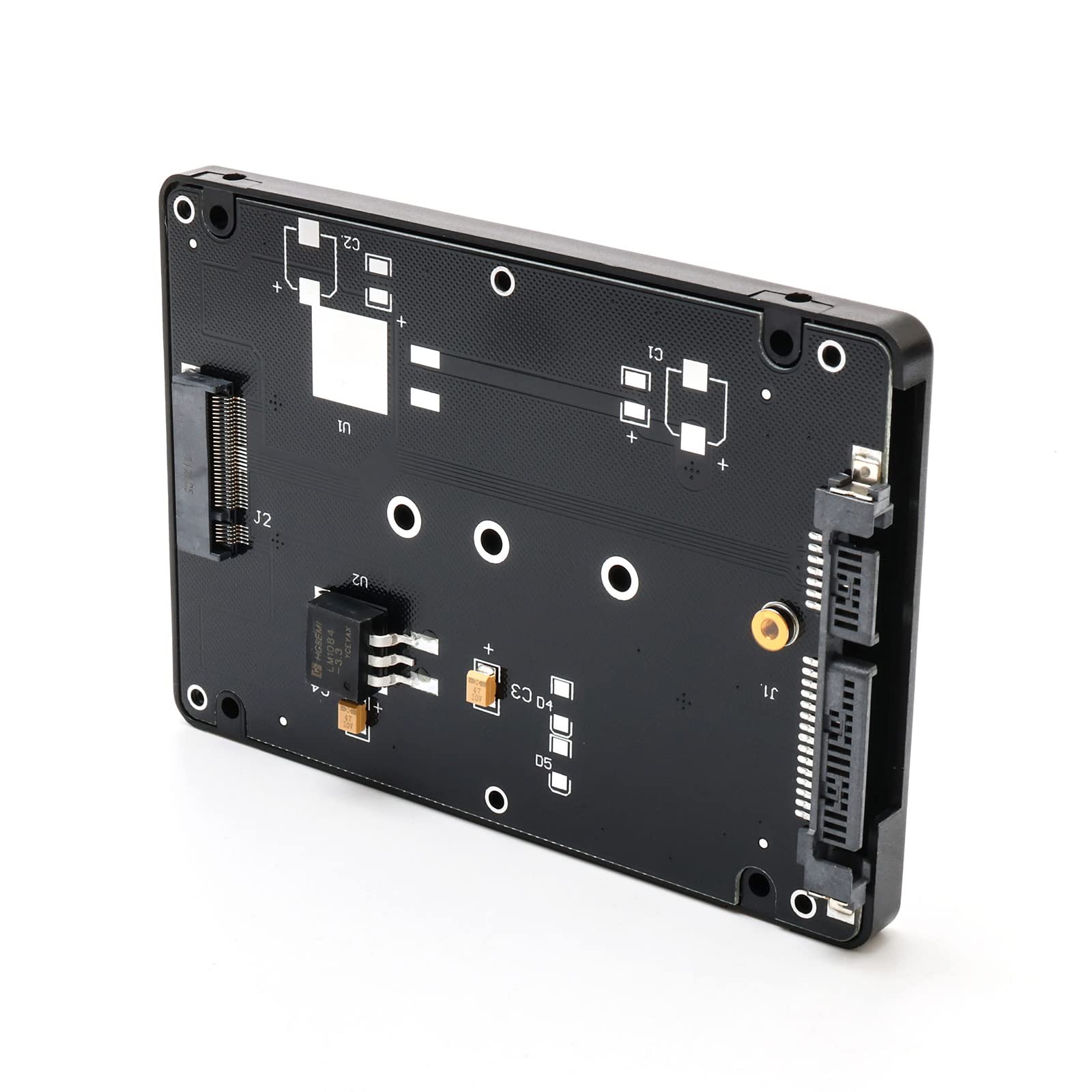 Pxyelec NGFF M.2 SSD Solid State Drive To 2.5inch SATA 7+15Pin Adapter Card with Enclosure Black for Laptop/ Desktop