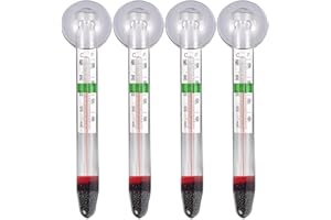 Floating Aquarium Thermometer - 4 Pack Floating Glass Aquarium Thermometers with Suction Cup | Mercurys-Free Fish Tank Thermo