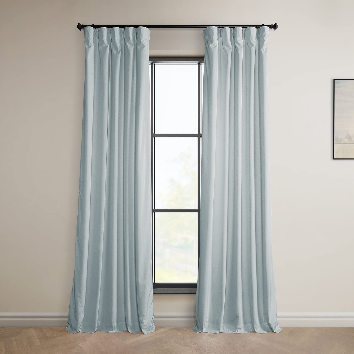 HPD Half Price Drapes Heritage Plush Velvet Curtains 84 Inches Long Room Darkening Curtains for Bedroom & Living Room 50W x 84L, (1 Panel), Aquarius Blue