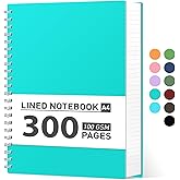 AHGXG Spiral Notebook 8.5" x 11" - Large Spiral Journal A4 Notebook College Ruled, 300 Pages Writing Journal for Work, 100GSM Thick Paper, Plastic Hardcover, for Women Men Office School, Lake Blue